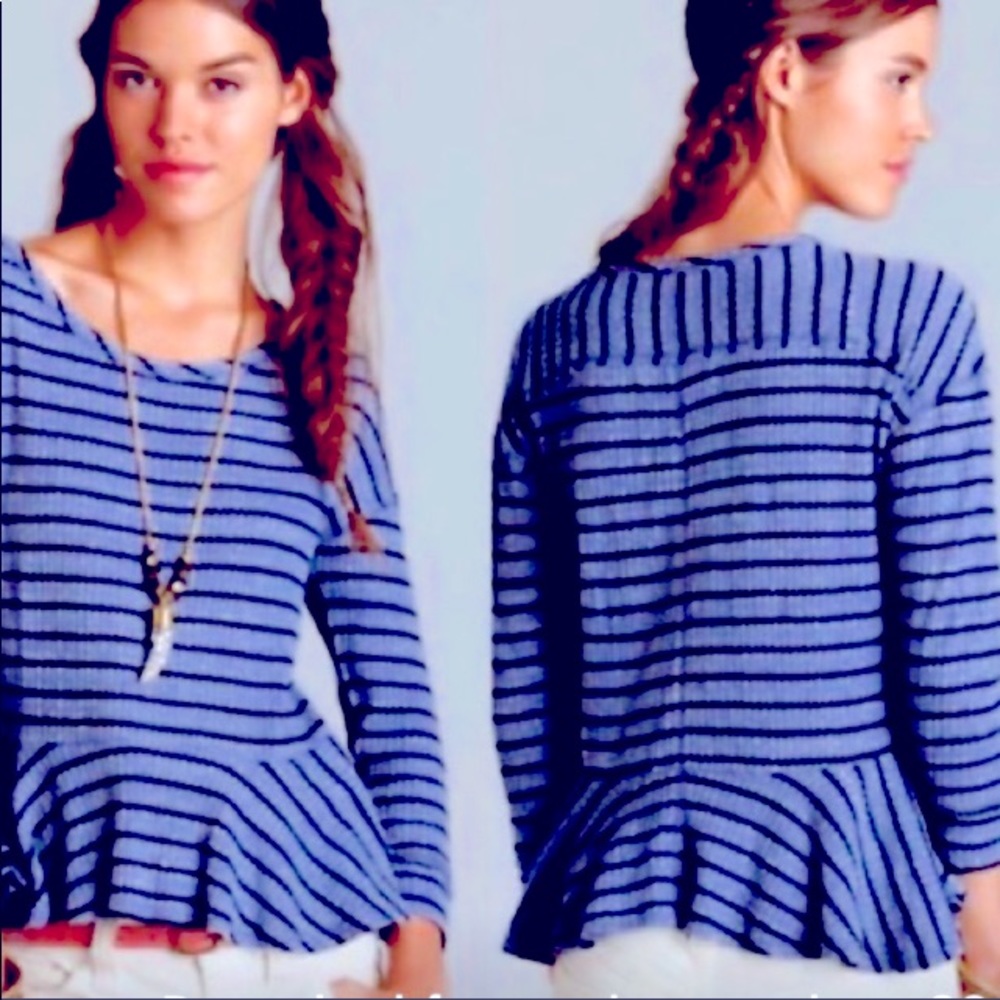 SALE Free People Striped Ribbed Peplum top